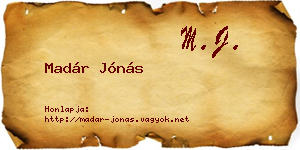 Madár Jónás névjegykártya